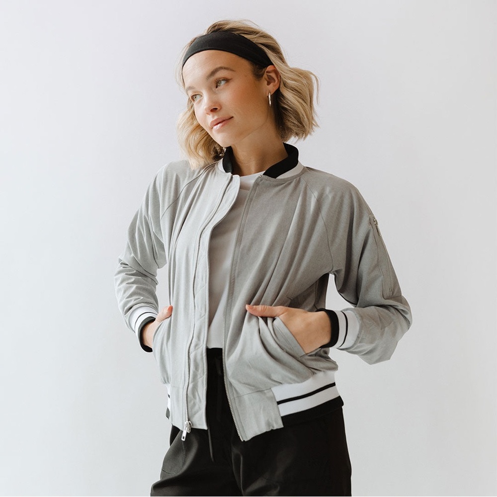 Albion Fit Heather Light Grey Bomber Jacket